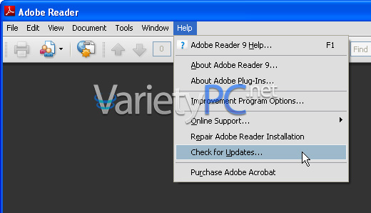 ปิดการทำงานของ Automatic Update ใน Adobe Reader 7, 8, 9