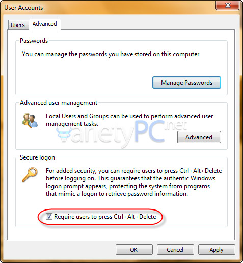 เปิดระบบรักษาความปลอดภัยก่อนล็อกอินเข้าใช้งาน Windows 7