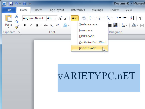 ปรับเปลี่ยนข้อความง่ายๆเพียงปุ่มเดียวใน Microsoft Word 2010