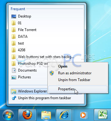 เปลี่ยนที่อยู่เดิมให้ Windows Explorer ไปเป็นโฟลเดอร์ที่ต้องการ