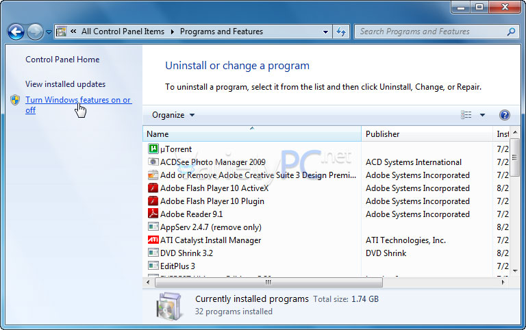 ถอด IE8 ออกจากระบบ Windows 7 หากไม่ได้ใช้งาน
