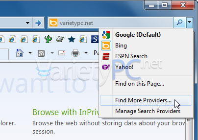 การเพิ่ม Search box อื่นๆ นอกเหนือจาก Search Bing ใน IE8