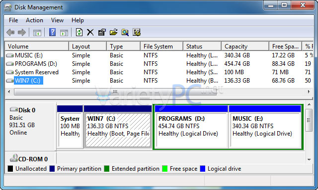 วิธีเปิด Disk Management บน Windows 7 อย่างเซียน