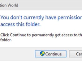 You don't currently have permission to access this folder.