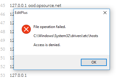 แก้ไขไฟล์ hosts ของ Windows 10 แล้วขึ้น File operation failed.