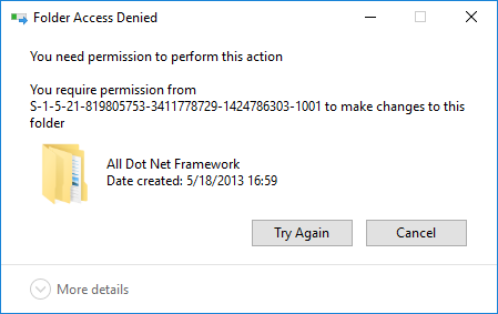 วิธีแก้ You need permission to perform this action บน Windows 10