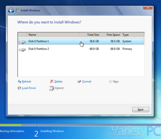 วิธีติดตั้ง Windows 7 ไม่ให้มีพาร์ทิชัน System Reserved