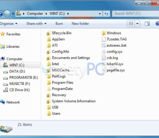 วิธีเปิดโชว์ไฟล์ซ่อนใน Windows 7