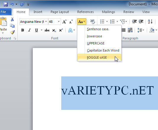 ปรับเปลี่ยนข้อความง่ายๆเพียงปุ่มเดียวใน Microsoft Word 2010