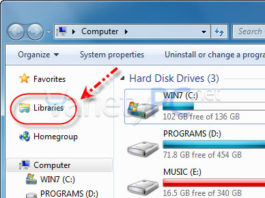 วิธีปิดซ่อนฟีเจอร์ Libraries บน Windows 7