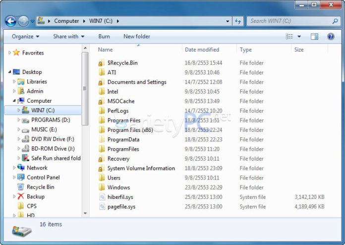 เราจะโชว์ไฟล์ซ่อนของระบบใน Windows 7 ได้อย่างไร