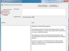 ปิดการใช้งานการตั้งค่า Control Panel ไม่ให้ใครมาเปลี่ยนแปลง