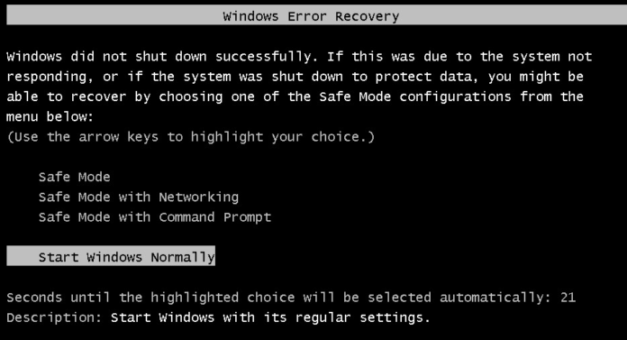 Windows Error Recovery