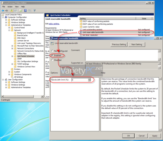 วิธีเปิด-ปิด จำกัดแบนด์วิทด์อินเทอร์เน็ตบน Windows 7 Pro และ Ultimate