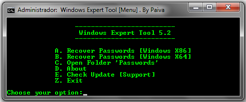 Windows Expert Tool - Recovery of all passwords in Windows OS