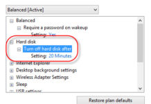 วิธีเปิด-ปิดการทำงาน Turn off hard disk after