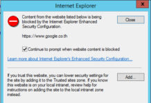 Internet Explorer Enhanced Security Configuration is enabled