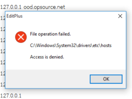 แก้ไขไฟล์ hosts ของ Windows 10 แล้วขึ้น File operation failed.