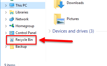 วิธีโชว์-ซ่อน Recycle Bin ที่ Navigation Pane บน Windows 10