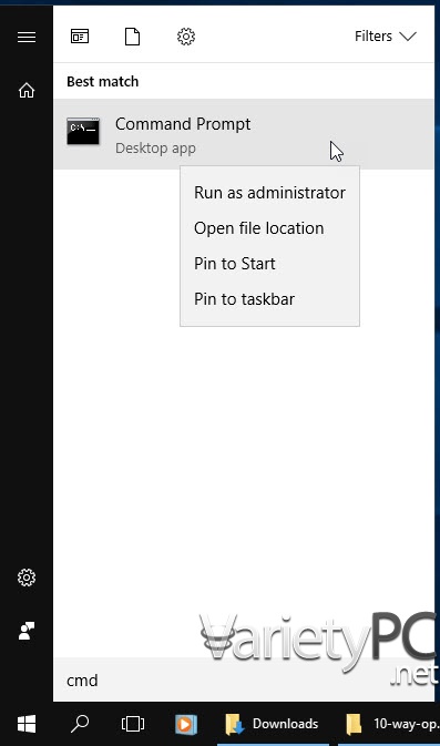 10 วิธี เปิดหน้าต่าง Command Prompt บน Windows 10 | VarietyPC.net