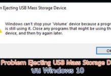 วิธีแก้ Problem Ejecting USB Mass Storage Device บน Windows 10