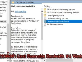 วิธีปิดการตั้งค่า Limit Reservable Bandwidth บน Windows 10